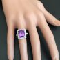 6.05 Carats Natural Amethyst and Diamond 14K Solid White Gold Ring