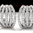 3.60Ct Natural Diamond 18k Solid White Gold Cluster Earrings