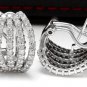 3.60Ct Natural Diamond 18k Solid White Gold Cluster Earrings