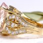 12.00 Carats Natural Morganite and Diamond 14K Solid Yellow Gold Ring