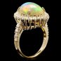 6.05Ct Natural Ethiopian Opal and Diamond 14K Solid Yellow Gold Ring