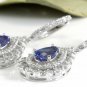Estate 6.00Ct Natural Tanzanite and Diamond 14K Solid White Gold Earrings