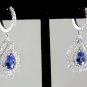 Estate 6.00Ct Natural Tanzanite and Diamond 14K Solid White Gold Earrings