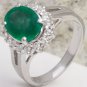 2.70 Carats Natural Emerald & Diamond 14K Solid White Gold Ring