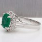 2.70 Carats Natural Emerald & Diamond 14K Solid White Gold Ring