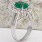 2.70 Carats Natural Emerald & Diamond 14K Solid White Gold Ring