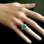 2.70 Carats Natural Emerald & Diamond 14K Solid White Gold Ring