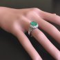 2.70 Carats Natural Emerald & Diamond 14K Solid White Gold Ring