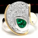1.50Ct Natural Top Emerald & Diamond Platinum Two Tone Ring