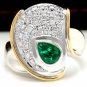 1.50Ct Natural Top Emerald & Diamond Platinum Two Tone Ring