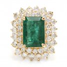 9.35Ct Natural Emerald & Diamond 14K Solid Yellow Gold Ring
