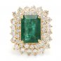 9.35Ct Natural Emerald & Diamond 14K Solid Yellow Gold Ring