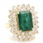 9.35Ct Natural Emerald & Diamond 14K Solid Yellow Gold Ring