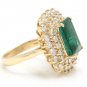9.35Ct Natural Emerald & Diamond 14K Solid Yellow Gold Ring