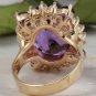 16.85 Carats Natural Amethyst and Diamond 14K Solid Yellow Gold Ring