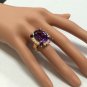 16.85 Carats Natural Amethyst and Diamond 14K Solid Yellow Gold Ring
