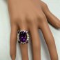 16.85 Carats Natural Amethyst and Diamond 14K Solid Yellow Gold Ring