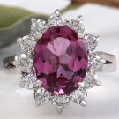 4.65 Carat Natural Pink Tourmaline and Diamond 14K Solid White Gold Ring