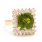 5.50 Carats NATURAL PERIDOT and DIAMOND 14K Solid Yellow Gold Ring