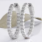 2.25Ct Natural Diamond 14K Solid White Gold Hoop Earrings