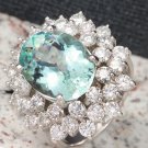 9.14 Carats NATURAL AQUAMARINE and DIAMOND 14K Solid White Gold Ring