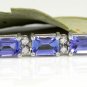 Estate 12.45Ct Natural Tanzanite and Diamond 14K Solid White Gold Bracelet