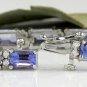 Estate 12.45Ct Natural Tanzanite and Diamond 14K Solid White Gold Bracelet
