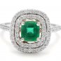 2.00Ct Natural Emerald & Diamond 14K Solid White Gold Ring