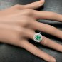 2.00Ct Natural Emerald & Diamond 14K Solid White Gold Ring