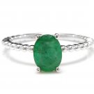 1.20 Carats Natural Emerald 14K Solid White Gold Ring