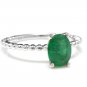 1.20 Carats Natural Emerald 14K Solid White Gold Ring