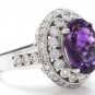 7.20 Carats Natural Amethyst and Diamond 14K Solid White Gold Ring