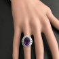 7.20 Carats Natural Amethyst and Diamond 14K Solid White Gold Ring