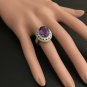 7.20 Carats Natural Amethyst and Diamond 14K Solid White Gold Ring