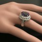 7.20 Carats Natural Amethyst and Diamond 14K Solid White Gold Ring