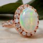 6.00Ct Natural Ethiopian Opal and Diamond 14K Solid Rose Gold Ring