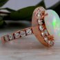 6.00Ct Natural Ethiopian Opal and Diamond 14K Solid Rose Gold Ring