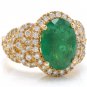7.30 Carats Natural Emerald & Diamond 14K Solid Yellow Gold Ring