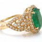7.30 Carats Natural Emerald & Diamond 14K Solid Yellow Gold Ring