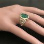 7.30 Carats Natural Emerald & Diamond 14K Solid Yellow Gold Ring