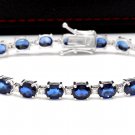 16.24Ct Natural Blue Sapphire and Diamond 14K Solid White Gold Bracelet
