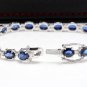 16.24Ct Natural Blue Sapphire and Diamond 14K Solid White Gold Bracelet
