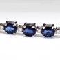16.24Ct Natural Blue Sapphire and Diamond 14K Solid White Gold Bracelet