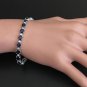 16.24Ct Natural Blue Sapphire and Diamond 14K Solid White Gold Bracelet