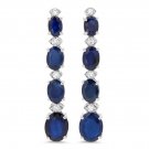 10.40Ct Natural Sapphire and Diamond 14K Solid White Gold Earrings