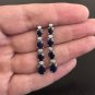 10.40Ct Natural Sapphire and Diamond 14K Solid White Gold Earrings