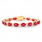 26.90Ct Natural Ruby & Diamond 14K Solid Yellow Gold Bracelet
