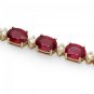26.90Ct Natural Ruby & Diamond 14K Solid Yellow Gold Bracelet