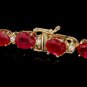 26.90Ct Natural Ruby & Diamond 14K Solid Yellow Gold Bracelet