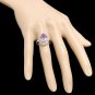 6.30 Carats NATURAL KUNZITE and DIAMOND 14K Solid White Gold Ring